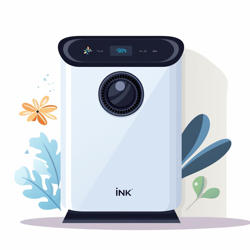 A powered-on Winix air purifier with a lit control panel